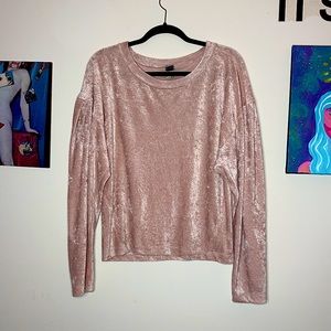 Free People Long Sleeve Pink Velvet Top